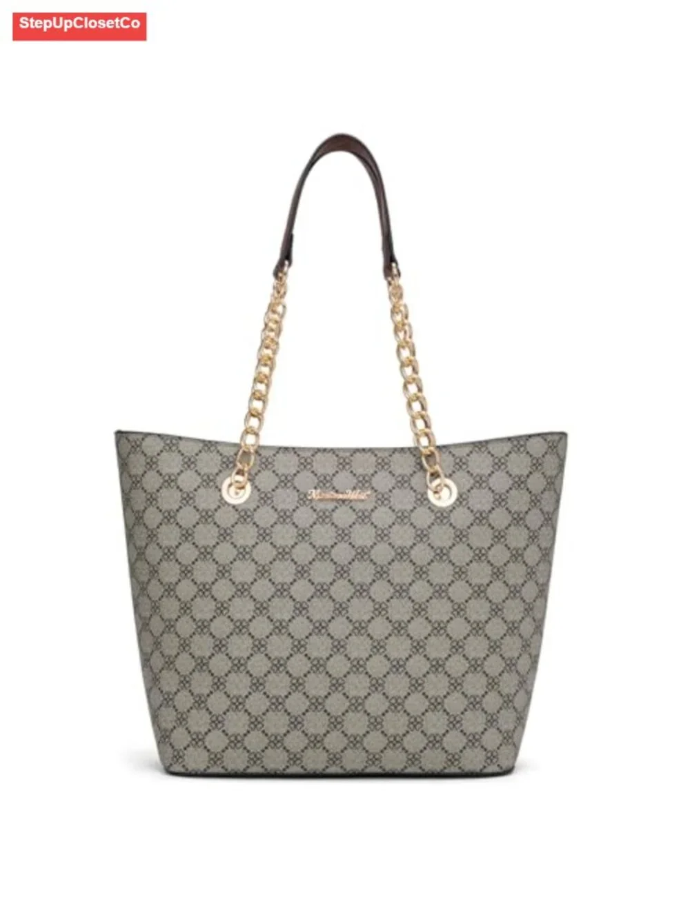 Vegan Leather Chain Top Handle Tote Bag for Women Large Capacity